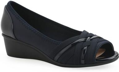 Women's Boldest Peep Toe Wedge by Cliffs in Navy Nylon (Size 10 M)