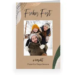 Weihnachtskarte: Festliches Aquarell mit Foto in Kraft Look