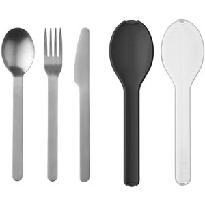 Mepal Besteck-Set Ellipse Nordic black, Edelstahl 18/10, für 1 Person, silber, 3-teilig