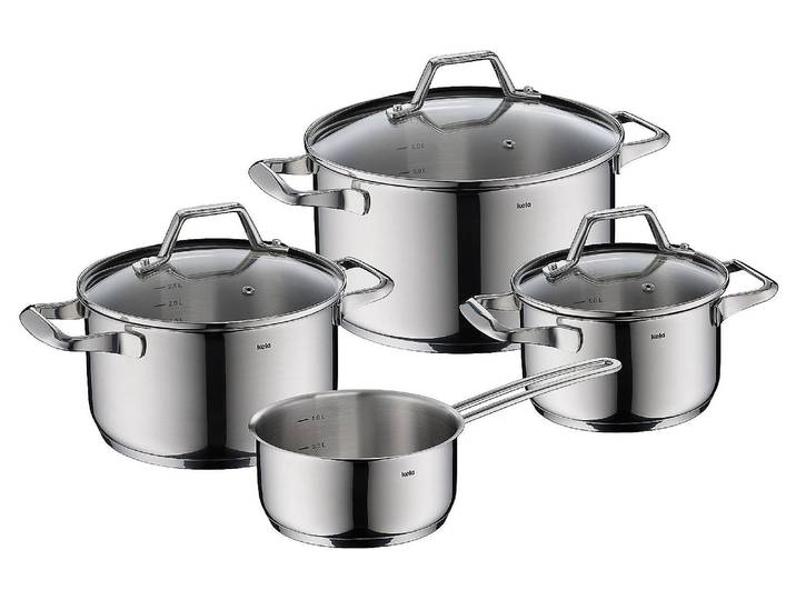 Kochtopf KELA Lucca 4-teilig , silber, 11,3 l, Töpfe, Kochtopf