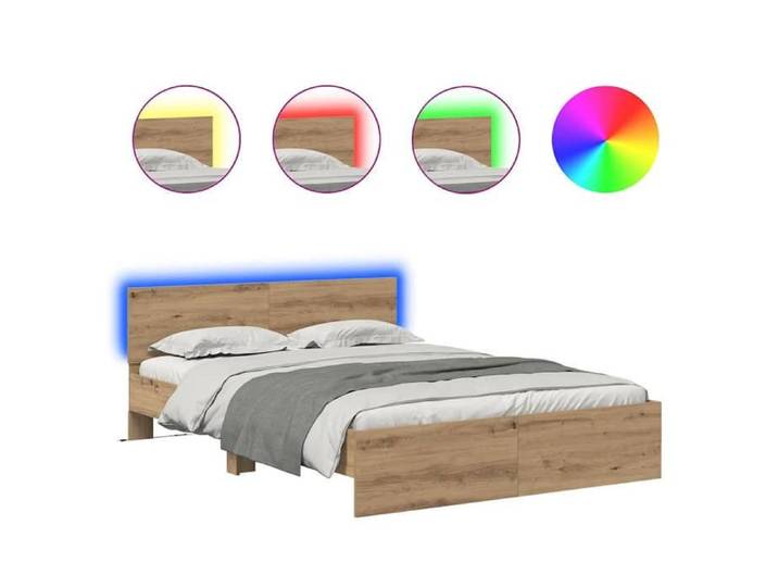 VENTE-FLASH Lit Adulte 2 places - Cadre de lit - Chêne artisanal - 140x190 cm - Bois d'ingénierie dpi59p