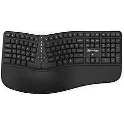 Powerton ERGO LANA Ergonomische Tastatur verkabelt (USB) US, schwarz (US, Kabelgebunden), Tastatur, Schwarz