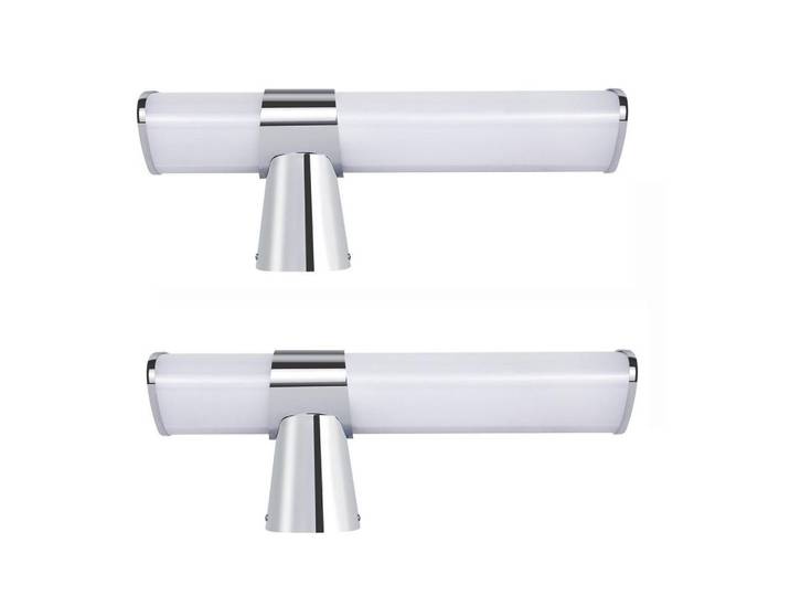 Nettlife Spiegelleuchte Wiesbaden(2Er-Set) 30/6.8/12.8 CM, Chromfarben, Kunststoff, LED integrated, 6.8x12.8x30 cm, Lampen & Leuchten, Innenbeleuchtung, Wandleuchten, Spiegelleuchten