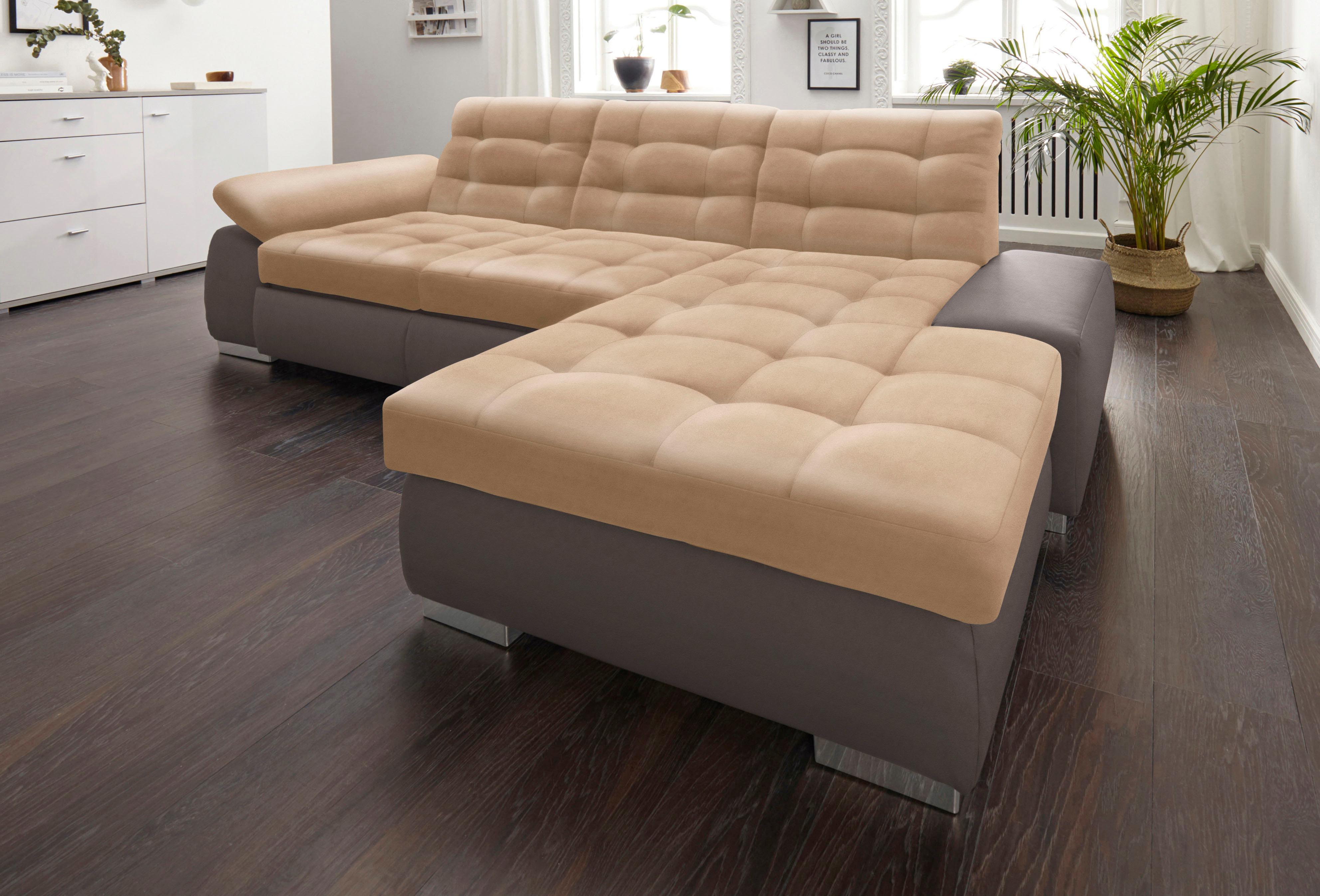 Ecksofa SIT & MORE "Ontario L-Form", braun (mokka, cappuccino), B:280cm H:75cm T:183cm, Struktur (100% Polyester);Luxus-Microfaser ALTARA NUBUCK (100% Polyester);Luxus-Microfaser (100% Polyester), Sofas, Ecksofa, XXL, wahlweise mit Schlaffunktion mokka, c