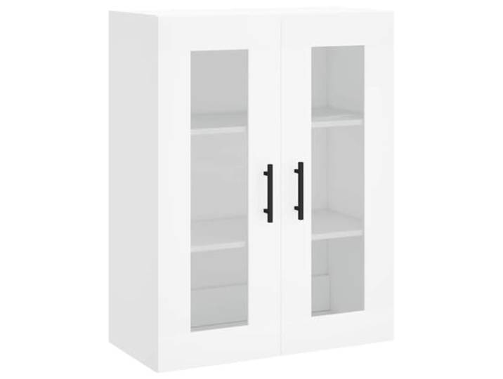 Wandschrank Weiss 69,5x34x90 cm Holzwerkstoff Haengeschrank mit Glaestuer Schlichtes Design, robust und langlebig, staubgeschützt, platzsparend, flexibel aufstellbar