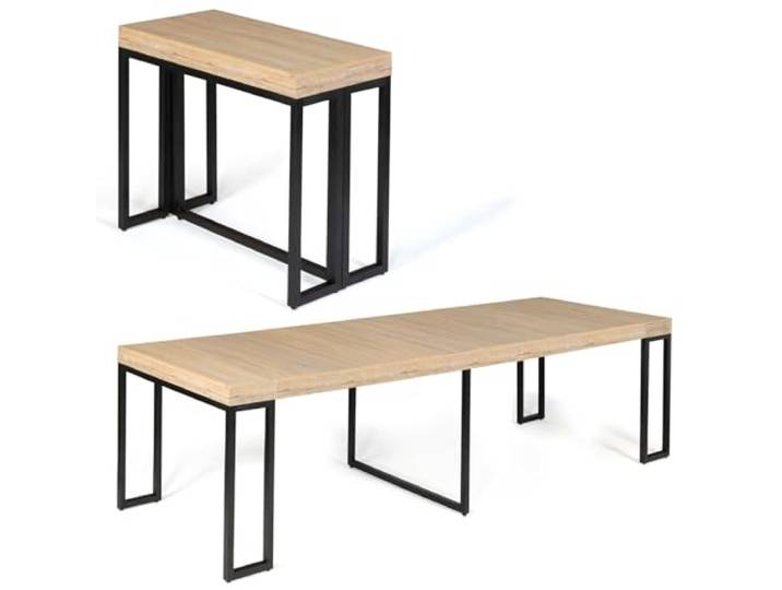 IDMarket - Ausziehbarer Konsolentisch Toronto 14 Personen 300 cm Industriedesign