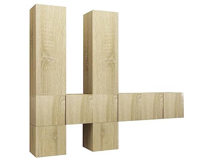 GKHPYURE TV-Möbel-Set, 7-teilig, Sonoma-Eiche, Holz, mehrschichtig Modernes schwebendes Design, 7 Stück mit verschiedenen Größen, einfache Reinigung, Wohnzimmer