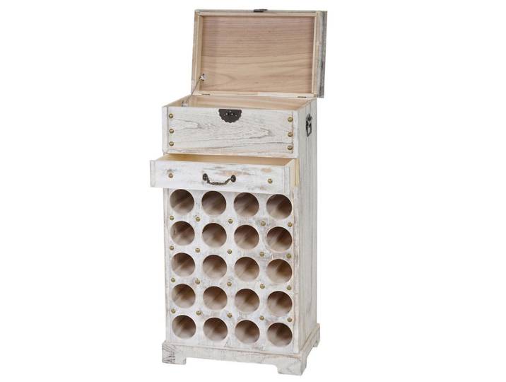 Jamb Weinregal Weiß, Holz, 48x94x31 cm, Wohnzimmer, Regal, Weinregal