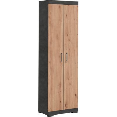 Garderobenschrank FMD, braun (matera, artisan eiche), B:60cm H:195cm T:34,9cm, Holzwerkstoff, Schränke, Garderobenschrank