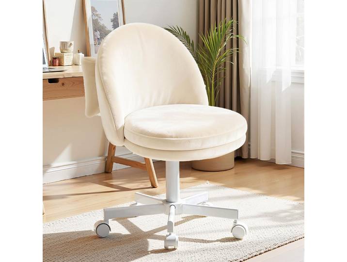 Chaise COMHOMA Homeoffice\, chaise de maquillage\, chaise de bureau sans accoudoirs\, chaise pivotante avec soutien dorsal\, chaise de bureau confortable sur roulettes\, réglable en hauteur