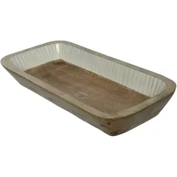 MARELIDA Deko Schale rechteckig Mangoholz Kerzen Zierschale Dekotablett 40cm
