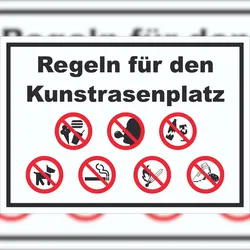 HB-Druck Schild Regeln Kunstrasenplatz A3 Rückseite selbstklebend