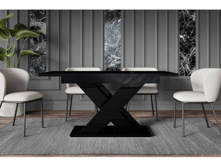 ALTDECOR Esstisch ausziehbar, ideal als Küchentisch, Esszimmertisch oder Wohnzimmertisch, solide Konstruktion aus Möbelplatte - RONX - 140-180x80x75cm - Schwarz