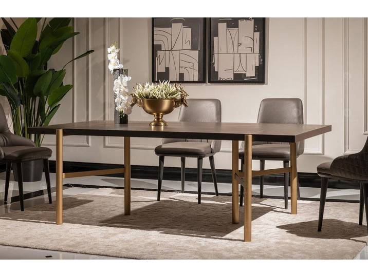 Xlmoebel Esstisch Holztisch mit goldenen Akzenten und modernem Design (Esstisch, 1-St., Esstisch), Hergestellt in Europa
