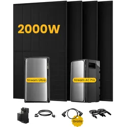 EcoFlow Stream Ultra, All-in-One Speicher für Balkonkraftwerke, mit 4 x 500 Bifaziale Solarmodule, by Powerness - Stream Ultra + Stream AC Pro | 3840Wh / 1 x Smart Meter / Standardversand