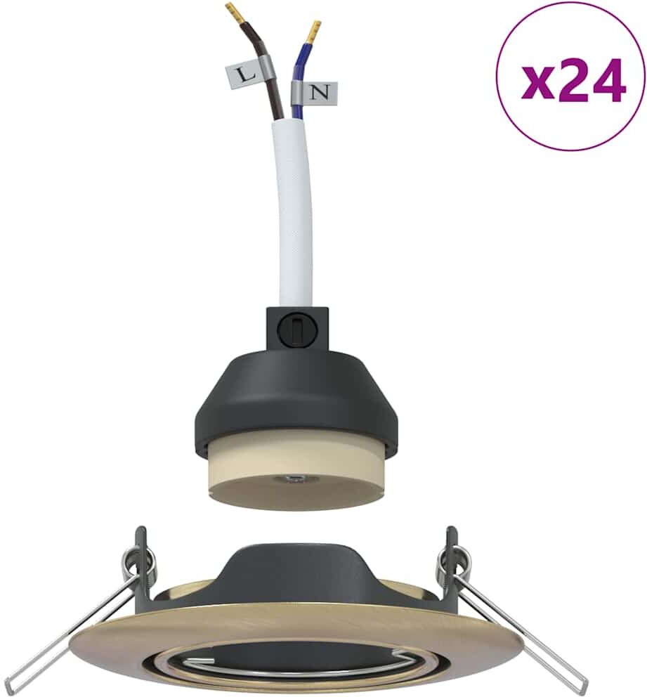 vidaXL Foco 24 uds. Latón 9 x 9 x 2.5 cm Metal Latón
