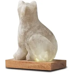 USB KATZE, Grey Line, mit Holzsockel, H ca. 13 cm