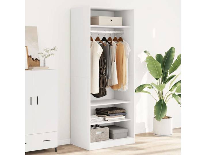 Garde-robe blanc 80x50x200 cm bois d'ingénierie armoire de rangement organisateur de garde-robe armoire placard 3307693