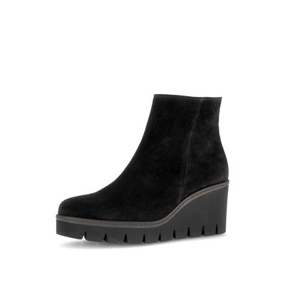 Keilstiefelette GABOR, Damen, Gr. 40, wärmend, schwarz, Veloursleder, Schuhe, Keilabsatz, Businessstiefelette mit praktischem Innenreißverschluss