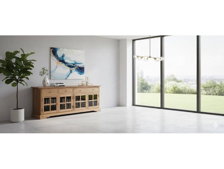 JVmoebel Kommode Hellbraune Designer Anrichte aus Holz mit edlem Finish
