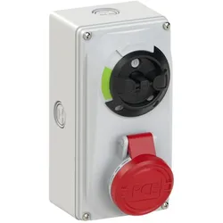 PCE 6113-9k CEE-Steckdose abschaltbar kompakt 16A 3p 9h IP44/IP54 Knock Out 61139k