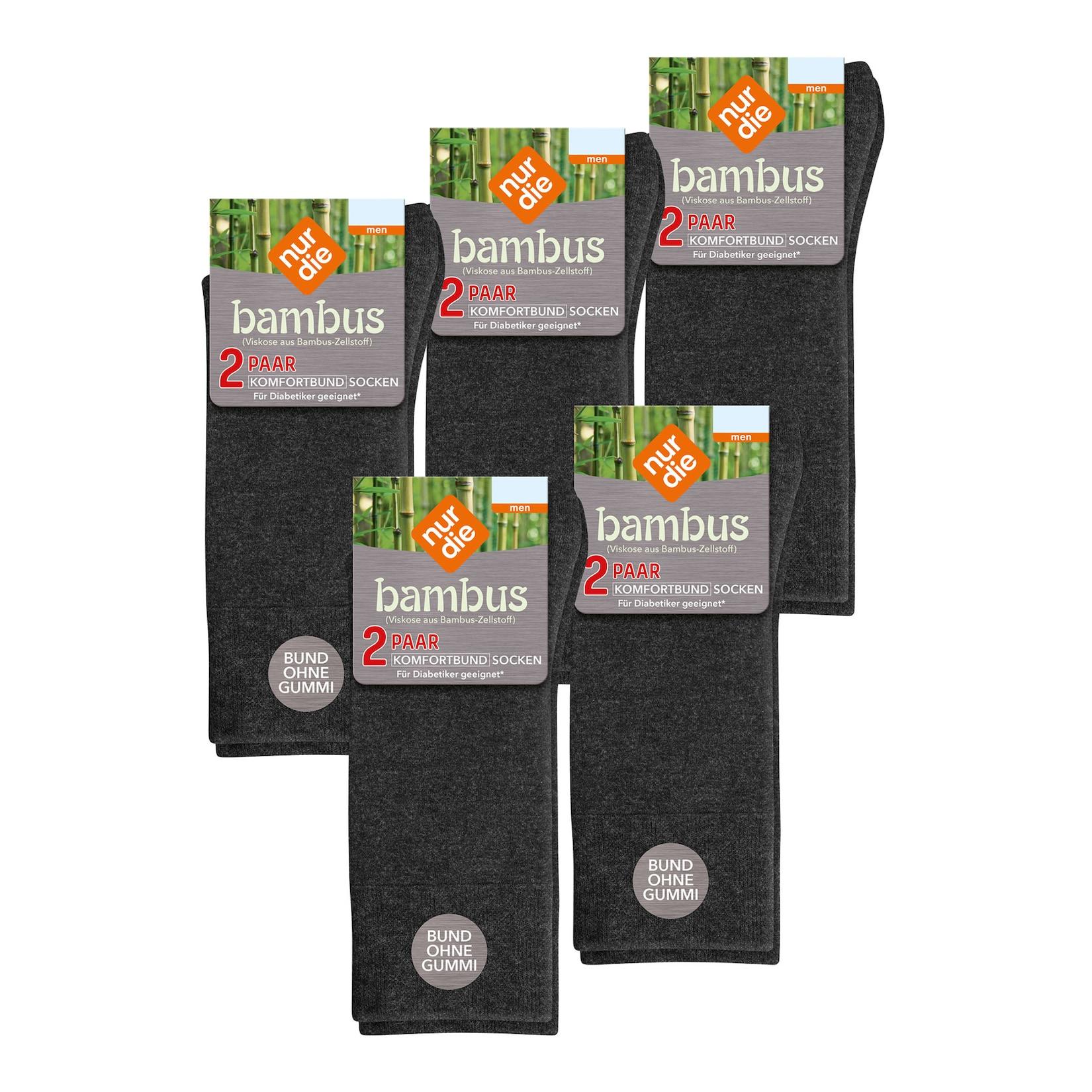 NUR DIE Herren Freizeitsocken Komfortbund Socken Viskose 10er Pack