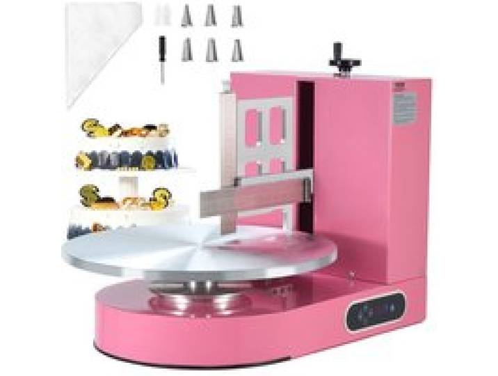 Machine à Glacer les Gâteaux 4-16 pouces-VEVOR-Machine à Lisser Crème à Faible Bruit Plateau Tournant avec Grattoir-Rose