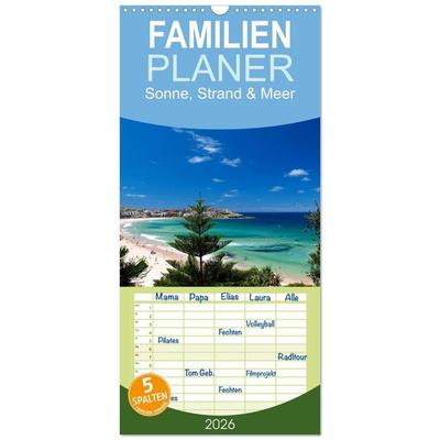 Familienplaner 2026 - Sonne, Strand & Meer mit 5 Spalten (Wandkalender, 21 x 45 cm) CALVENDO