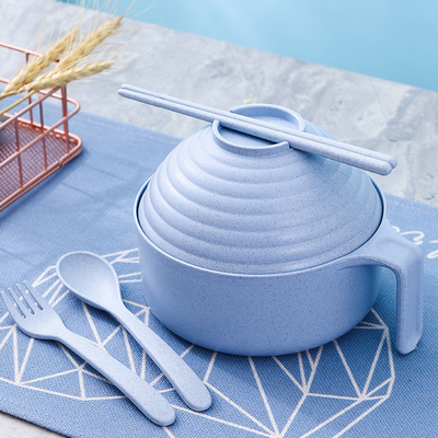 Modern Mode Marketplace Microwave Ramen Bowl Set With Lid And Chopsticks blue