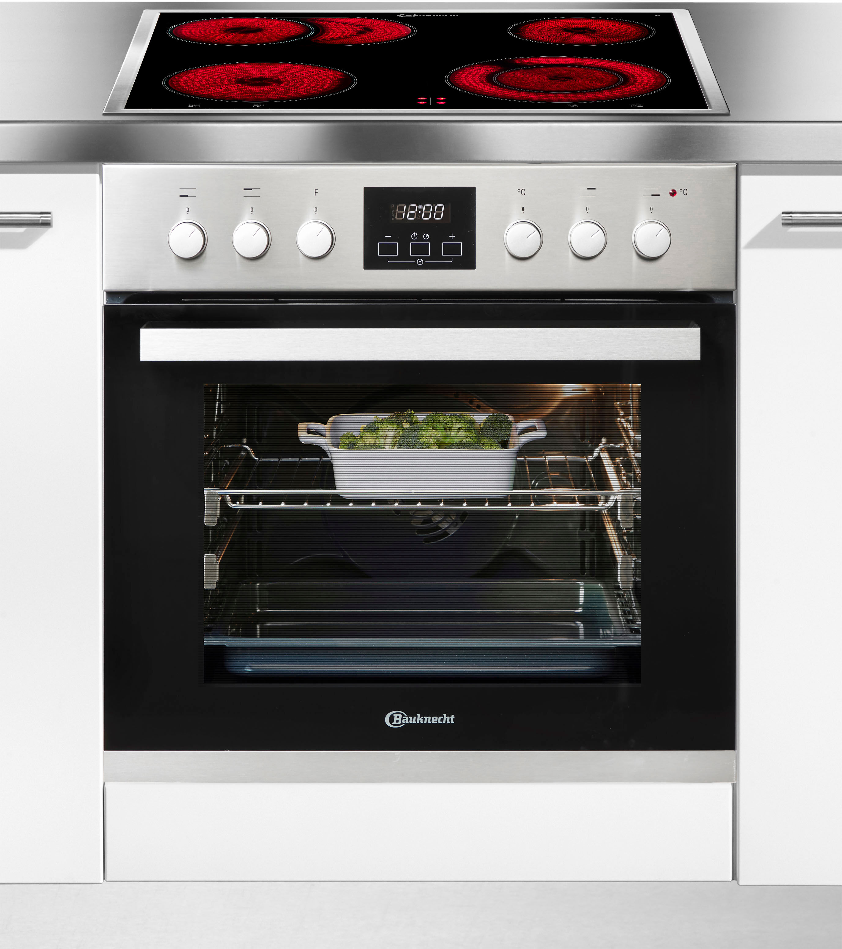 Bauknecht Elektro-Herd-Set "Heko Lambada", Energieeffizienz: A, silber (edelstahlfarben), Herdsets, PowerHeißluft – Kochen, Backen und Braten ganz ohne Vorheizen, Elektro-Herd-Set