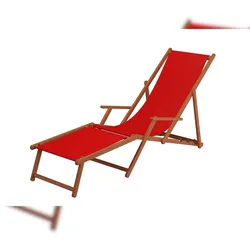 Erst-Holz Sonnenliege Liegestuhl rot Fußteil Gartenliege Holz Deckchair Strandstuhl Gartenmöbel 10-308 F