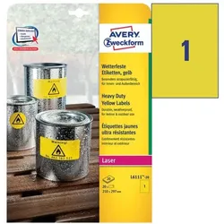 Avery Zweckform Wetterfeste Folien-Etiketten gelb 210 x 297 mm »L6111-20« gelb