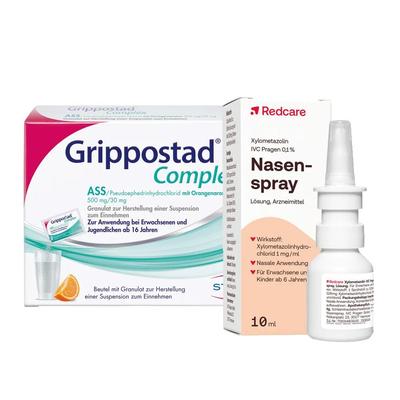 Xylometazolin IVC Pragen 0,1% Nasenspray Lösung & Grippostad Complex ASS/Pseudoeph.500/30 1 St