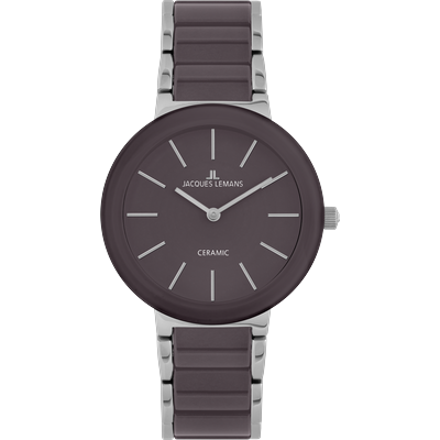 Quarzuhr JACQUES LEMANS "Monaco", lila (grau, grau), Armbanduhren, Damen, Quarzuhr, Armbanduhr, Damenuhr, Keramik, analog