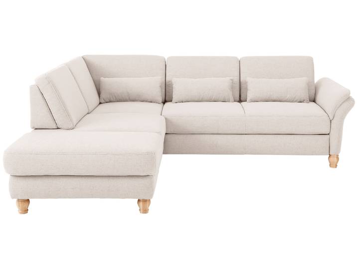 Ecksofa, Beige, 259x225 cm, Luxus-Microfaser, Sitztiefenverstellung, Landhaus, Home-affaire