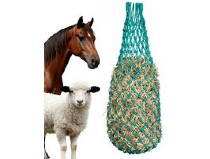 VEVOR Heunetze, 4er-Pack, 0,9 m Ausziehlänge, 38x38 mm Maschenweite, Heusack PE-Material, mit vier Karabinerhaken, zum langsamen Aufhängen & Fressen von Heu für Pferde, Schafe, Rinder, Alpakas usw.