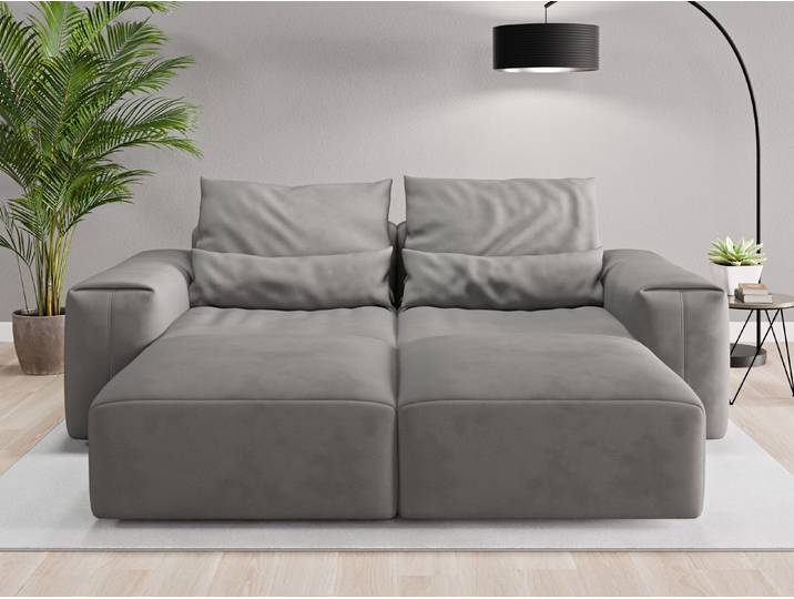 Loveseat Denver - Grau (Stahlgrau) - Vintage Velours