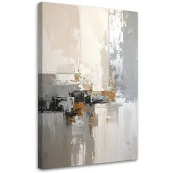 BILD auf Leinwand, Grau beige Abstrakt