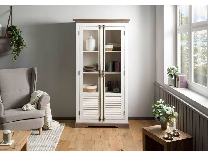 Vitrine Mango 97x45x190 weiß lackiert TOULOUSE #101