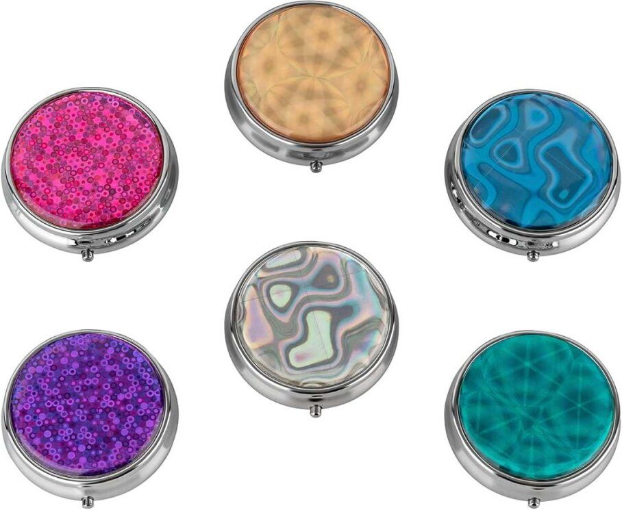 Pillendose rund Hologram 3 Fächer sortiert 1stk