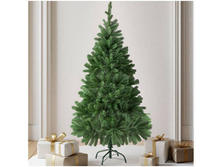 Sapin de Noël artificiel moulé par injection avec support métallique - 140 cm, sans guirlandes lumineuses