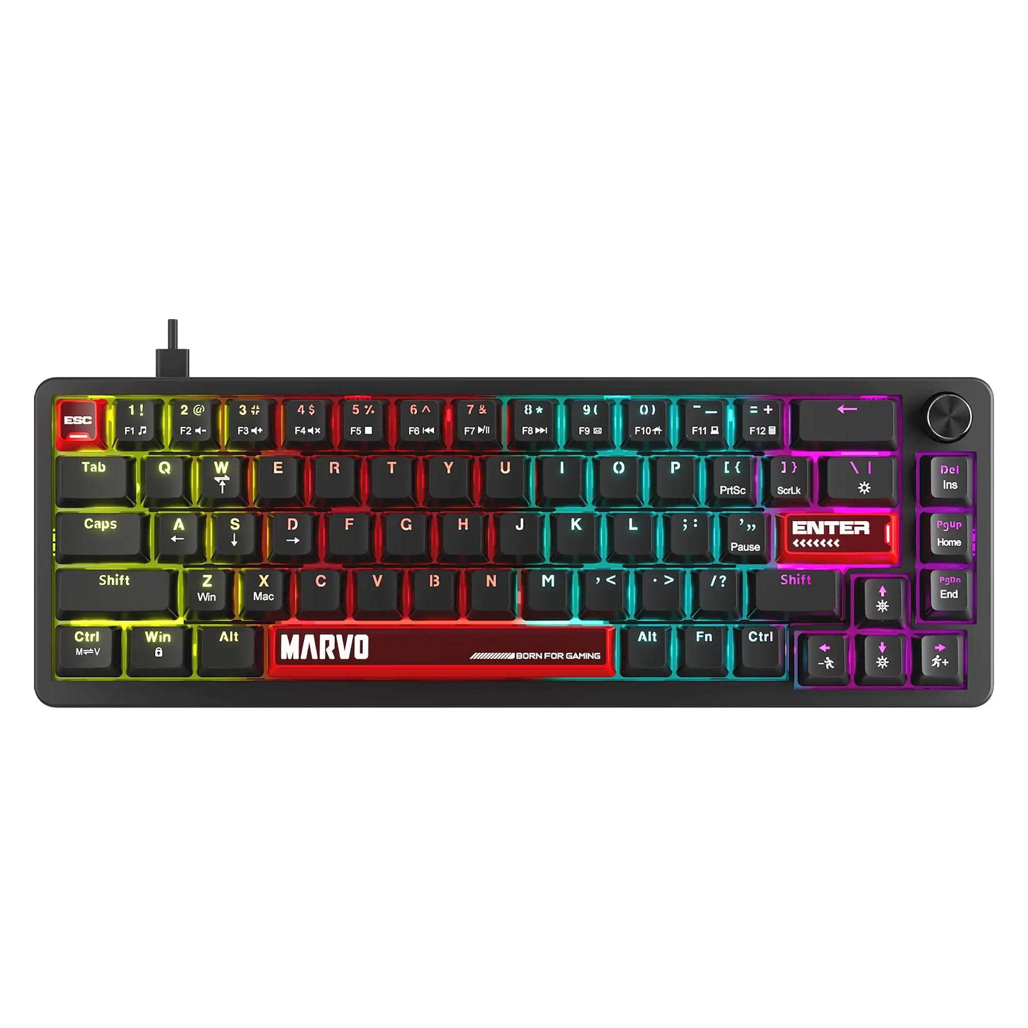 Marvo Arma 67 TNT Peach Keyboard KG935 Mechanical Gaming Black (US, Kabelgebunden) (KG935)