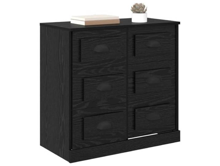 KTHLBRH Sideboard Eiche schwarz 70 x 35,5 x 67,5 cm Holz mehrschichtig Rustikales Design, große Innenfächer, für Vintage- oder modernes Wohnzimmer