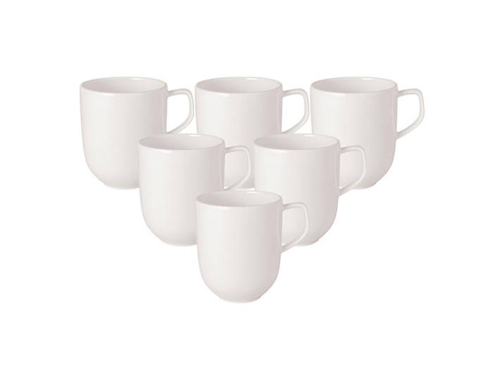 Villeroy & Boch Kaffeebecher Afina weiß 300 ml 6er Set, Weiß, Keramik, Geschirr, Tassen, Kaffeebecher