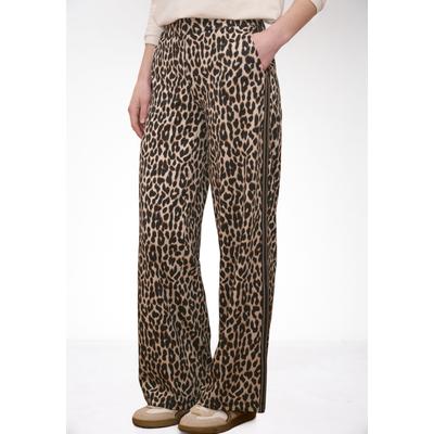 Culotte STREET ONE STUDIO, Damen, Gr. 42, Länge 30, braun (schwarz), Stoff, 82% Polyester, 18% Elasthan, loose fit lang, Hosen Culotte, mit Leo-Muster