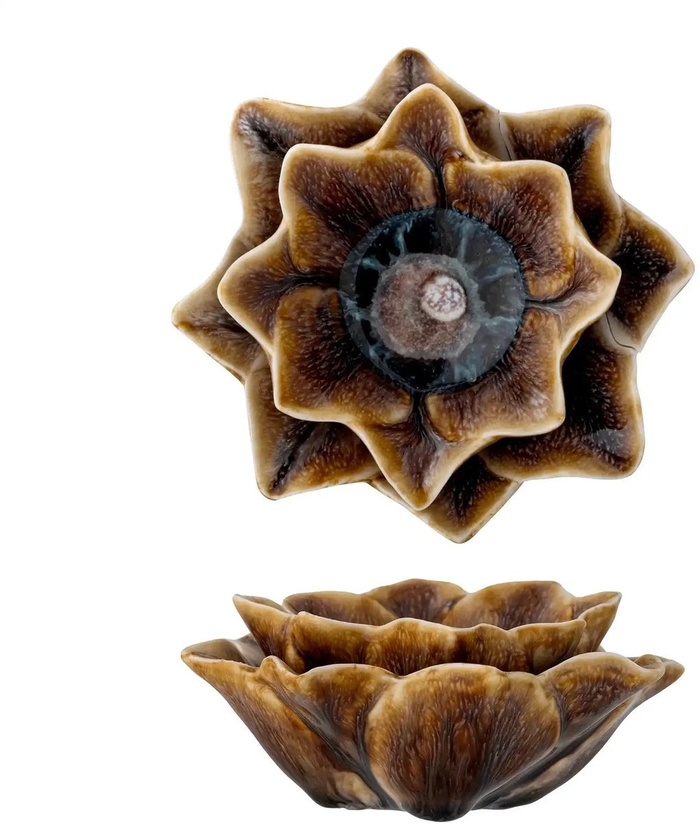 Bloomingville Dinah Waxinelichthouder van aardewerk in het bruin, 12 cm