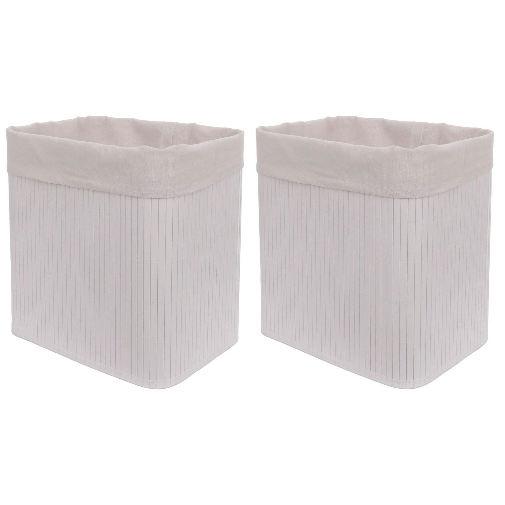 2er-Set Aufbewahrungskorb MCW-C21, Korb Aufbewahrungsbox Ordnungsbox Sortierbox Regalkorb, Bambus 33x33x23cm ~ weiß