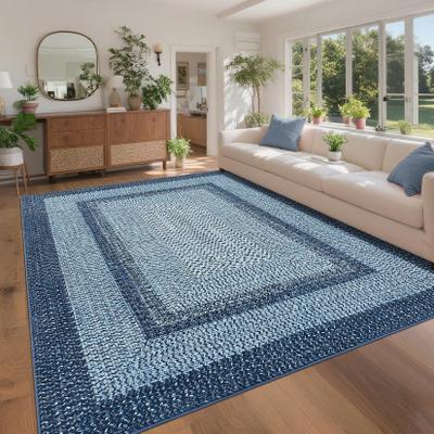 Garvee Braided Print Bordered Area Rugs for Living Room Bedroom