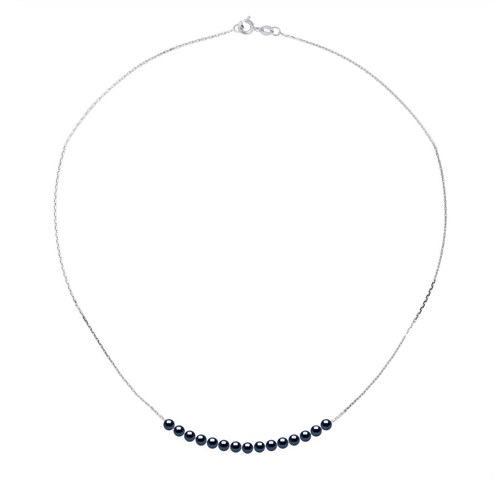 Ketting Curb 15 Pearls Black Cultuur White Gold