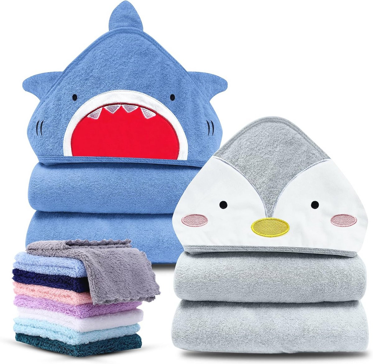 Babyhanddoek met capuchon en washandjes van zachte bamboe voor baby's